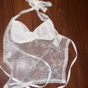 White Lacey halter top